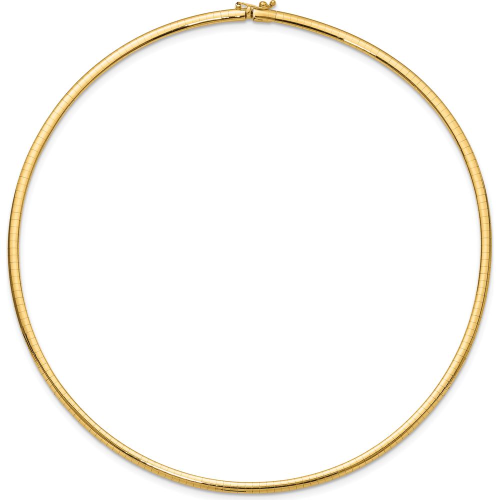 14K Yellow Gold 16" Polished Omega Necklace with Domed Profile - Lightweight 3mm Width by Oro Pregiato