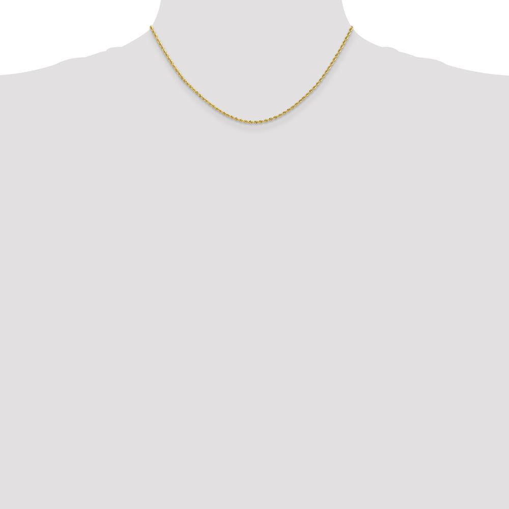 14K Yellow Gold 16" Rope Chain Necklace with Polished Finish and Lobster Clasp - 2mm Width