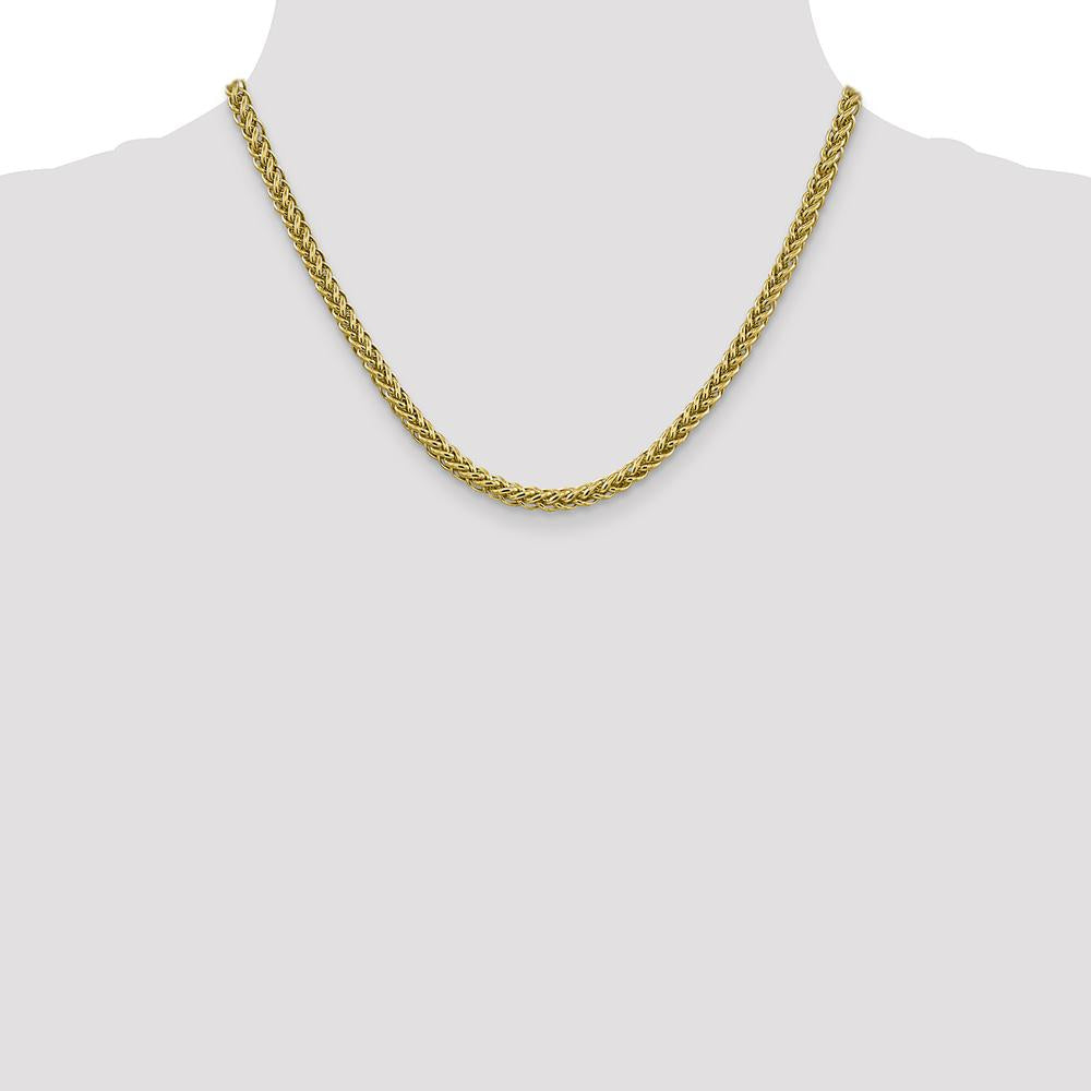 14K Yellow Gold 16" Semi-Solid 3-Wire Wheat Chain with Lobster Clasp by Oro Pregiato