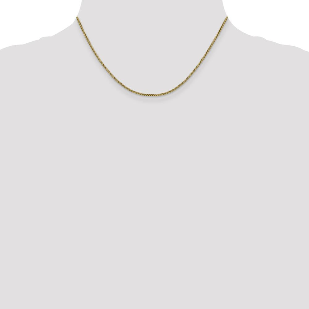 14K Yellow Gold 16" Semi-Solid Box Chain Necklace - 1.5mm Width with Lobster Clasp by Oro Pregiato
