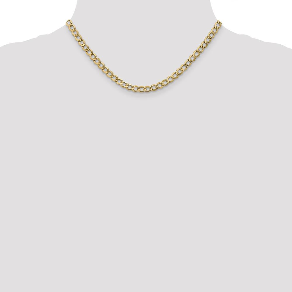 14K Yellow Gold 16" Semi-Solid Curb Chain Necklace - 5.25mm Width by Oro Pregiato