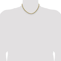 14K Yellow Gold 16" Semi-Solid Diamond-Cut Rope Chain - 4.9mm Width by Oro Pregiato