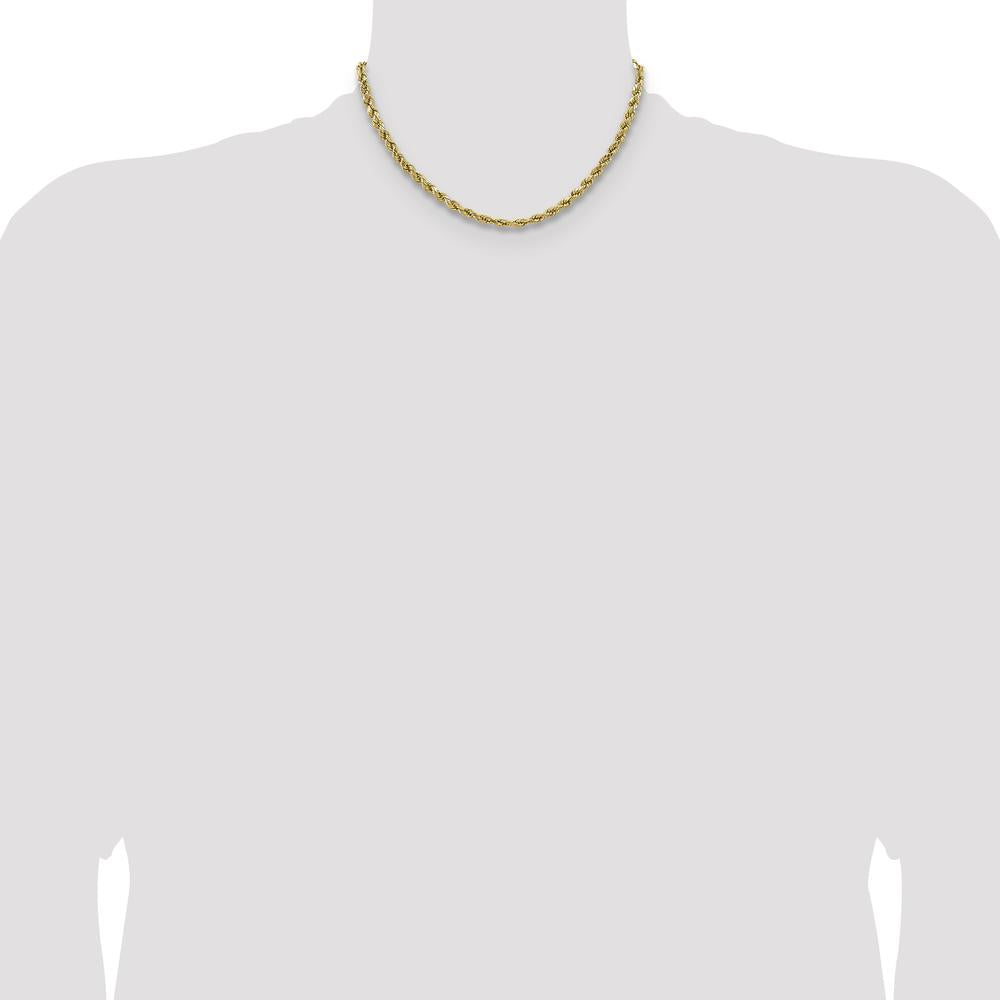 14K Yellow Gold 16" Semi-Solid Diamond-Cut Rope Chain - 4.9mm Width by Oro Pregiato