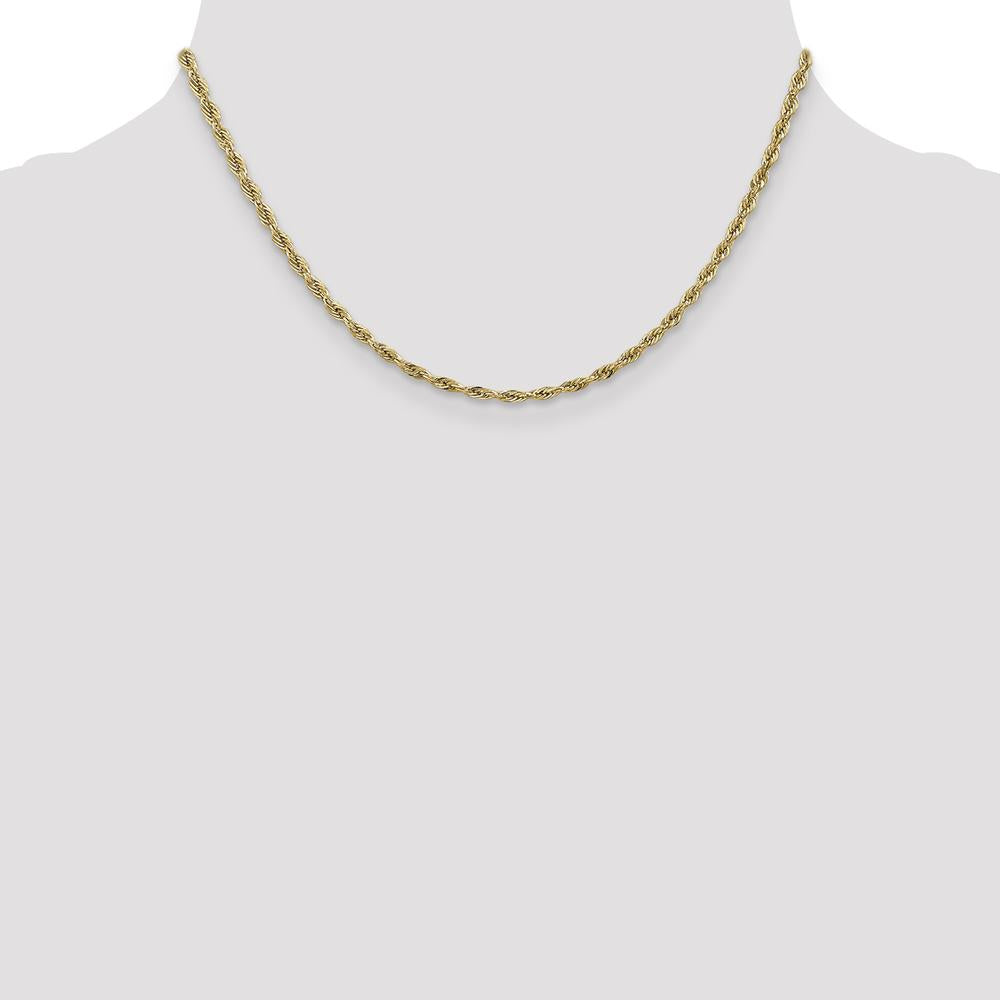 14K Yellow Gold 16" Semi Solid Rope Chain Necklace - 2.8mm Width by Oro Pregiato