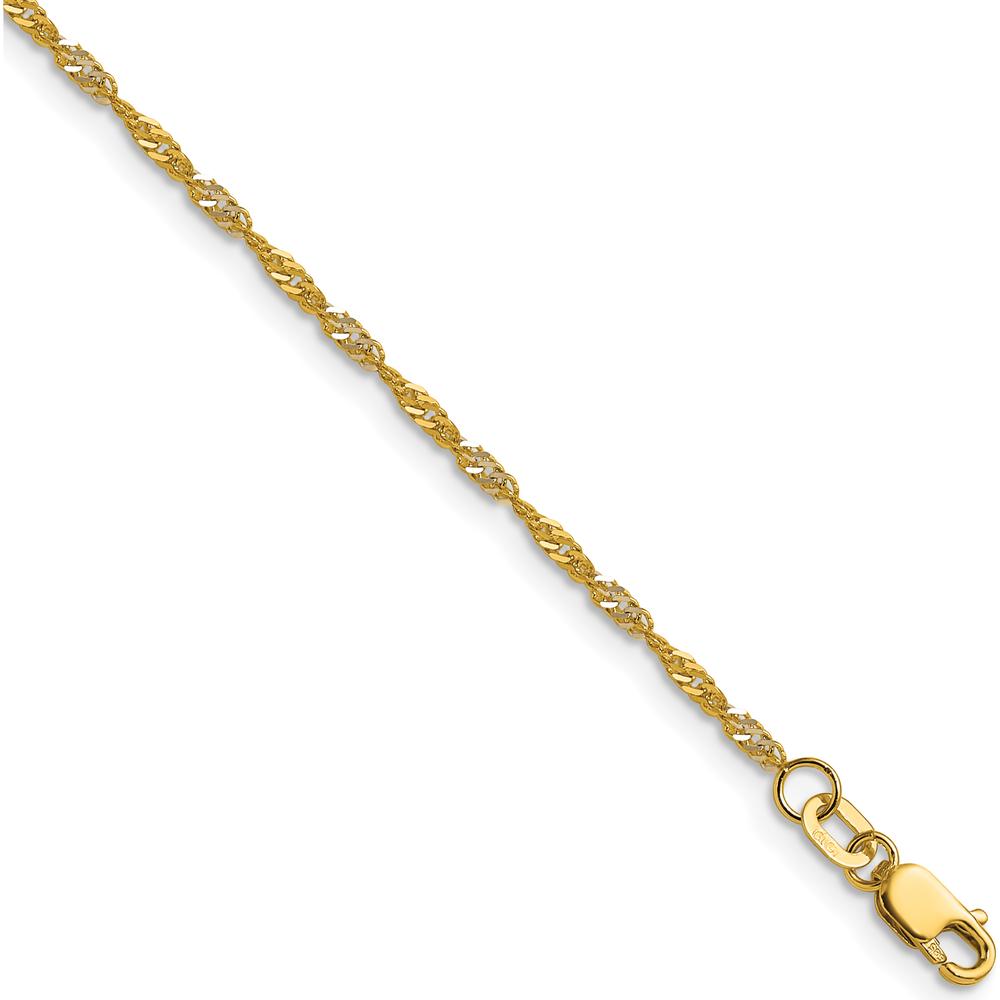 14K Yellow Gold 16" Singapore Chain with Rhodium Accents - 1.65mm Width by Oro Pregiato