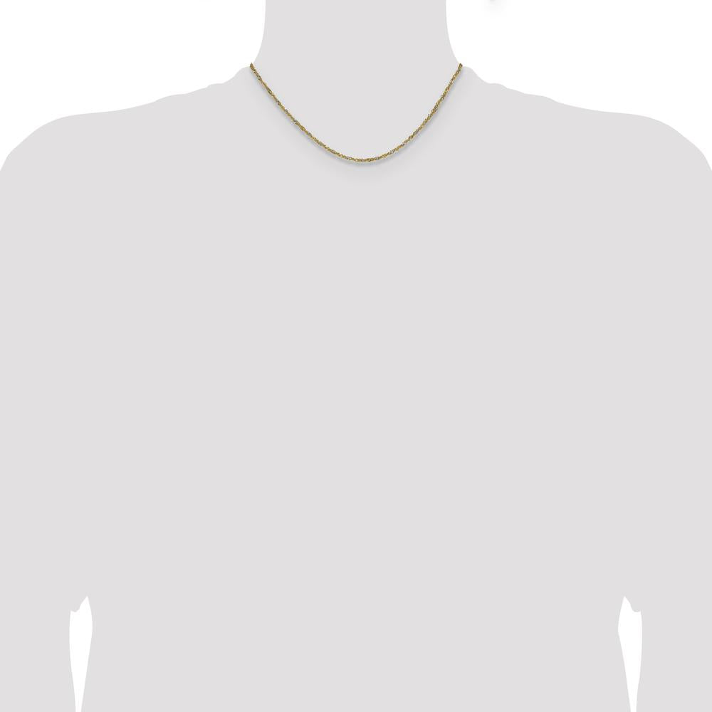 14K Yellow Gold 16" Singapore Chain with Rhodium Accents - 1.65mm Width by Oro Pregiato