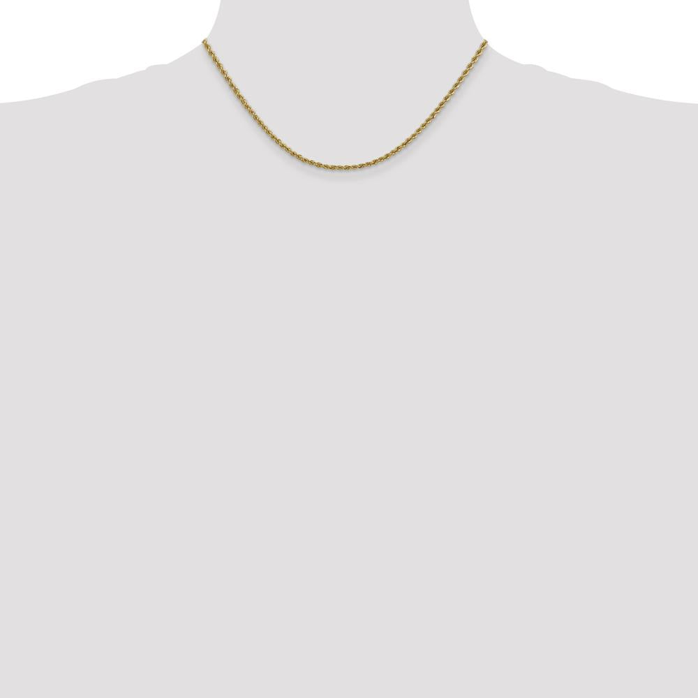 14K Yellow Gold 16" Solid Rope Chain Necklace with Polished Finish - 2.5mm Width