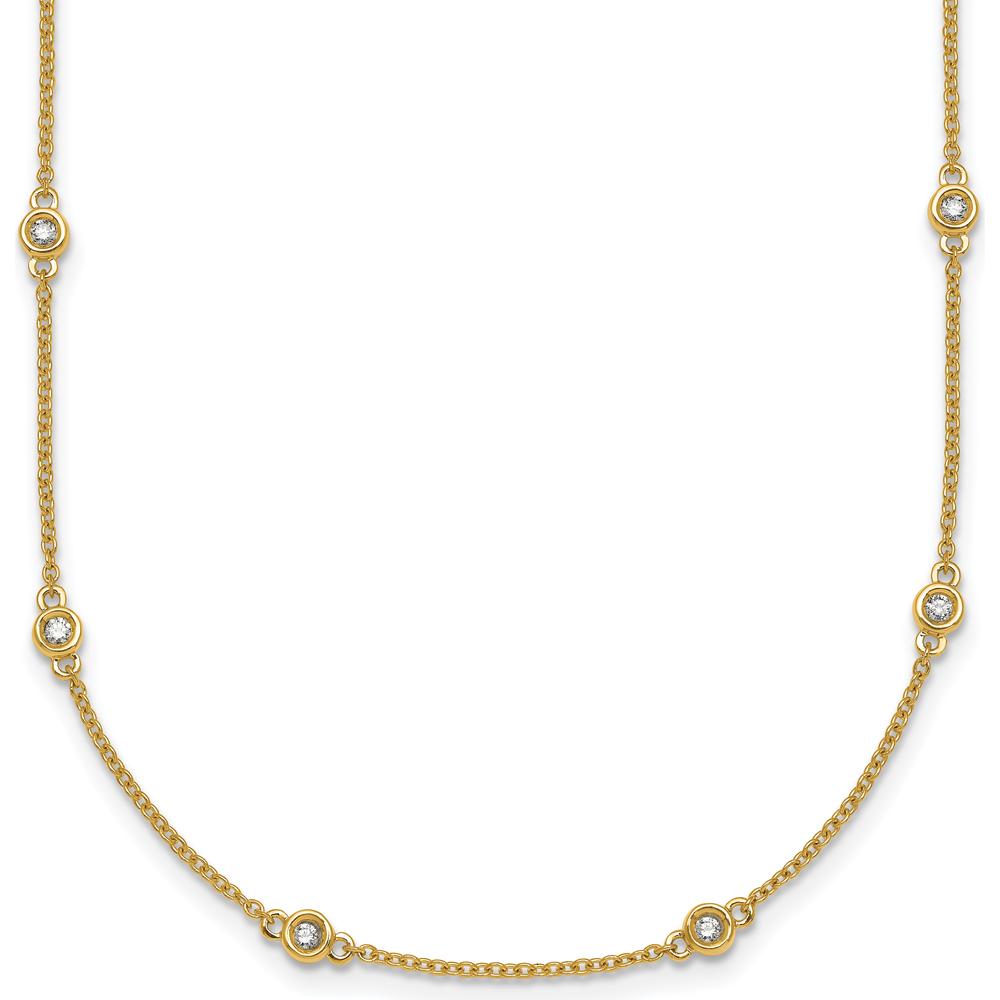 14K Yellow Gold 16-Station Bezel-Set Diamond Necklace - 1/4 Carat Total Diamond Weight by Oro Pregiato
