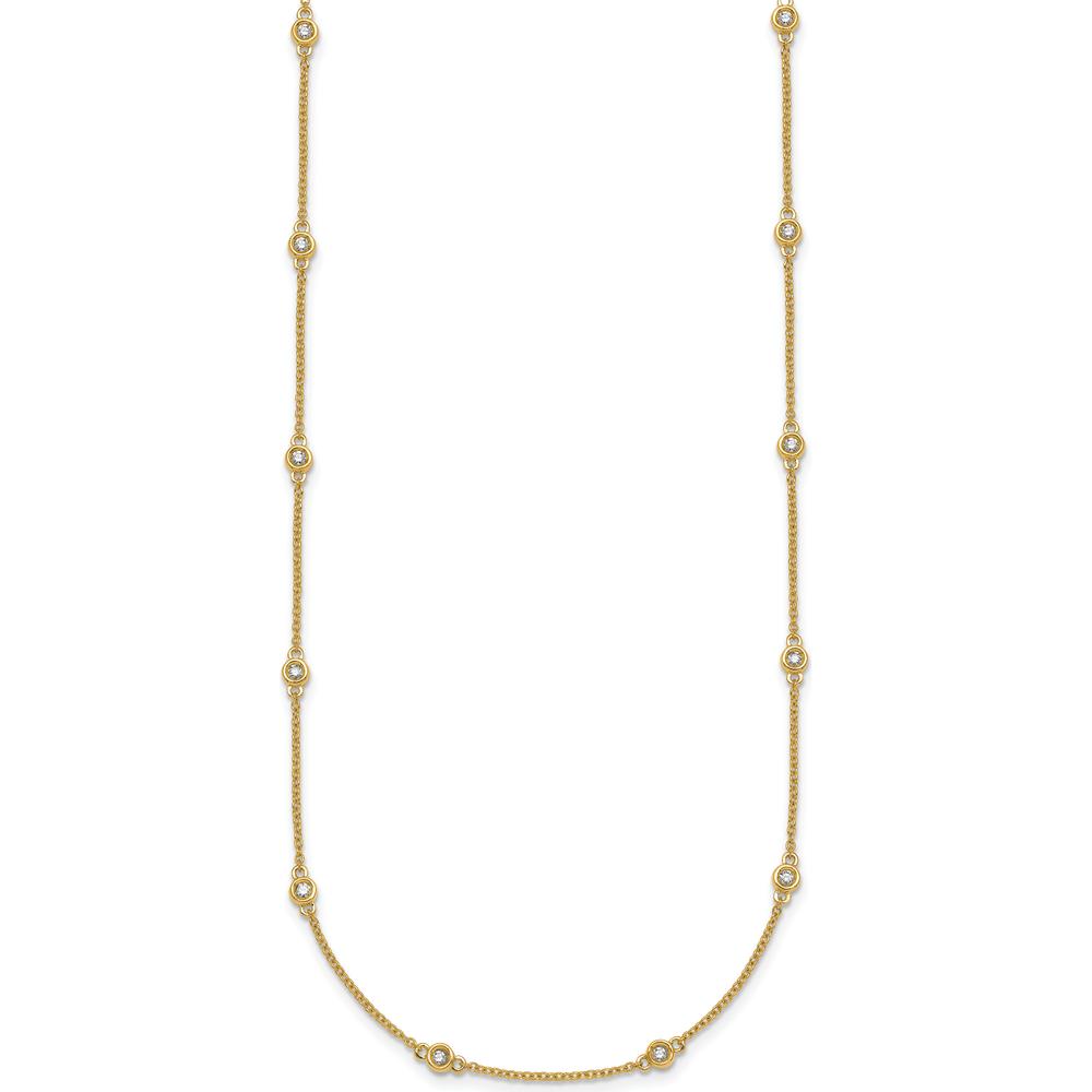 14K Yellow Gold 16-Station Bezel-Set Diamond Necklace - 1/4 Carat Total Diamond Weight by Oro Pregiato