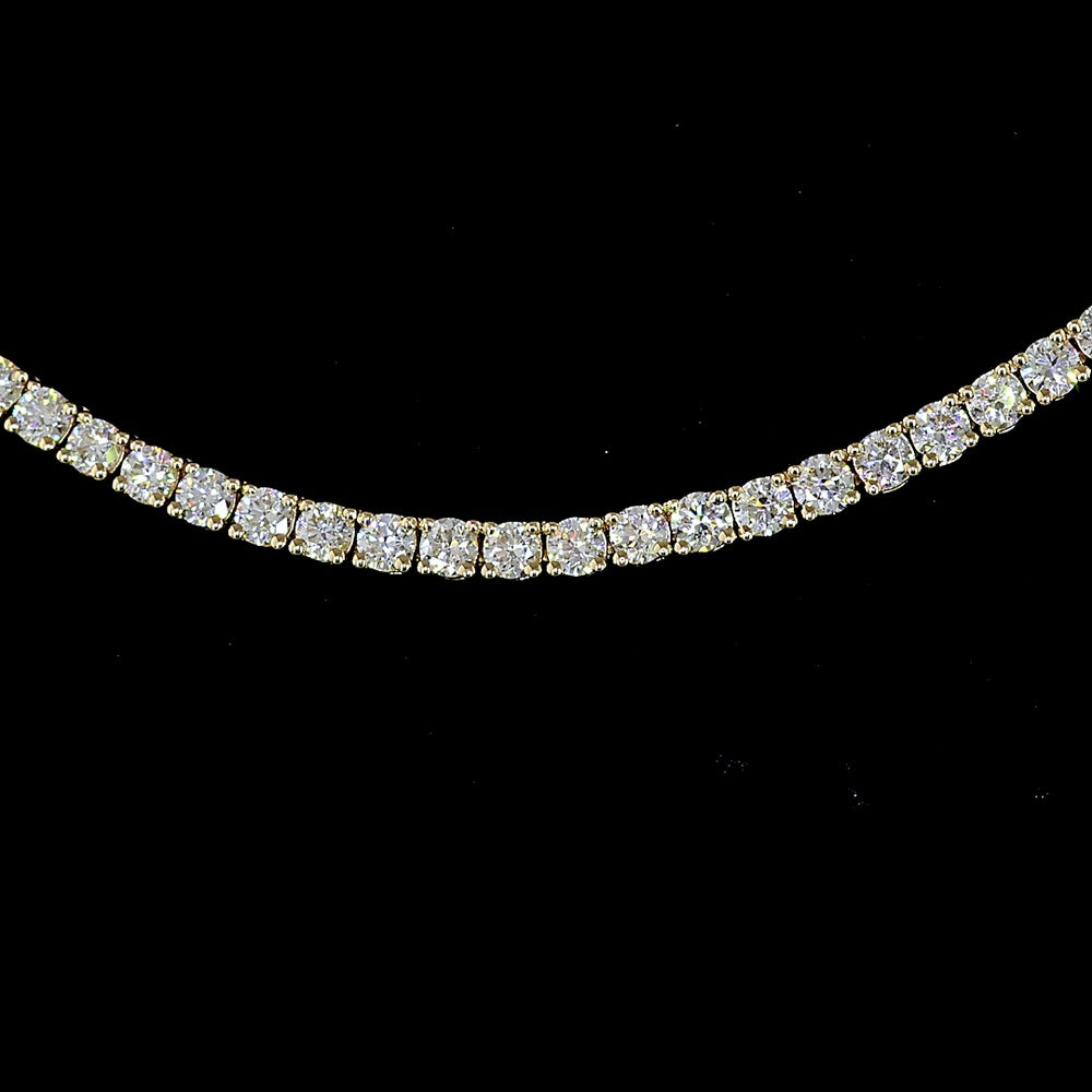 14K Yellow Gold 16" Tennis Necklace with 210 Prong Set Round Lab Diamonds - 4.98 Carats Total Diamond Weight - Covaloro Fine Jewelry