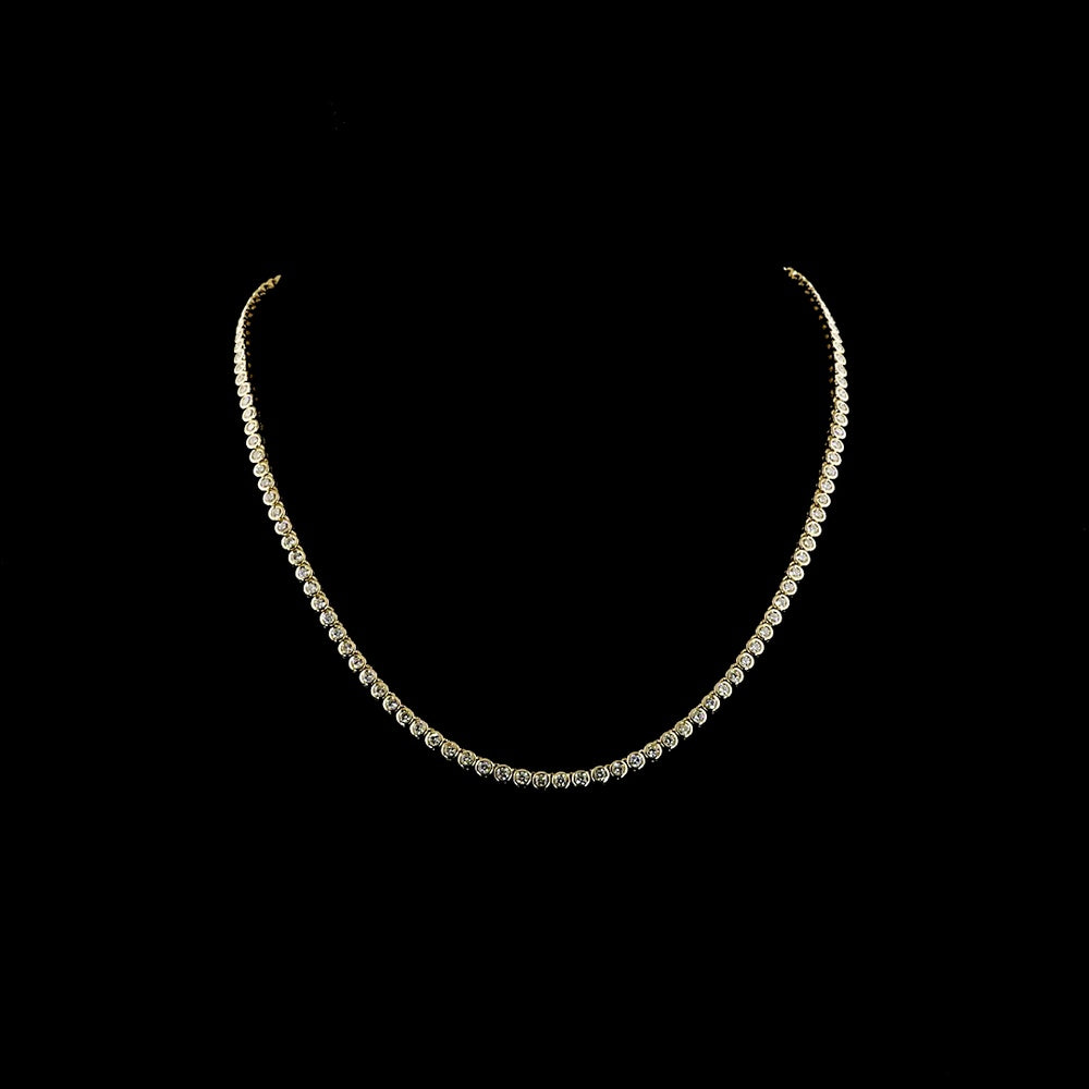 14K Yellow Gold 16" Tennis Necklace with Bezel Set Round Lab Diamonds - 10.54 Total Carat Weight E-F VS - Covaloro Fine Jewelry