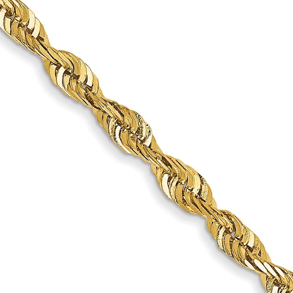 14K Yellow Gold 16" Ultra Diamond-cut Rope Chain Necklace - 2.25mm by Oro Pregiato