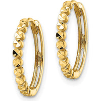 14K Yellow Gold 16mm Diamond-Cut Hinged Hoop Earrings - Polished Finish by 0