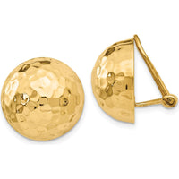 14K Yellow Gold 16mm Hammered Non-Pierced Button Earrings by Oro Pregiato