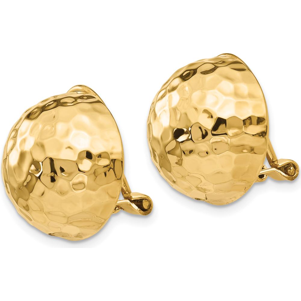 14K Yellow Gold 16mm Hammered Non-Pierced Button Earrings by Oro Pregiato