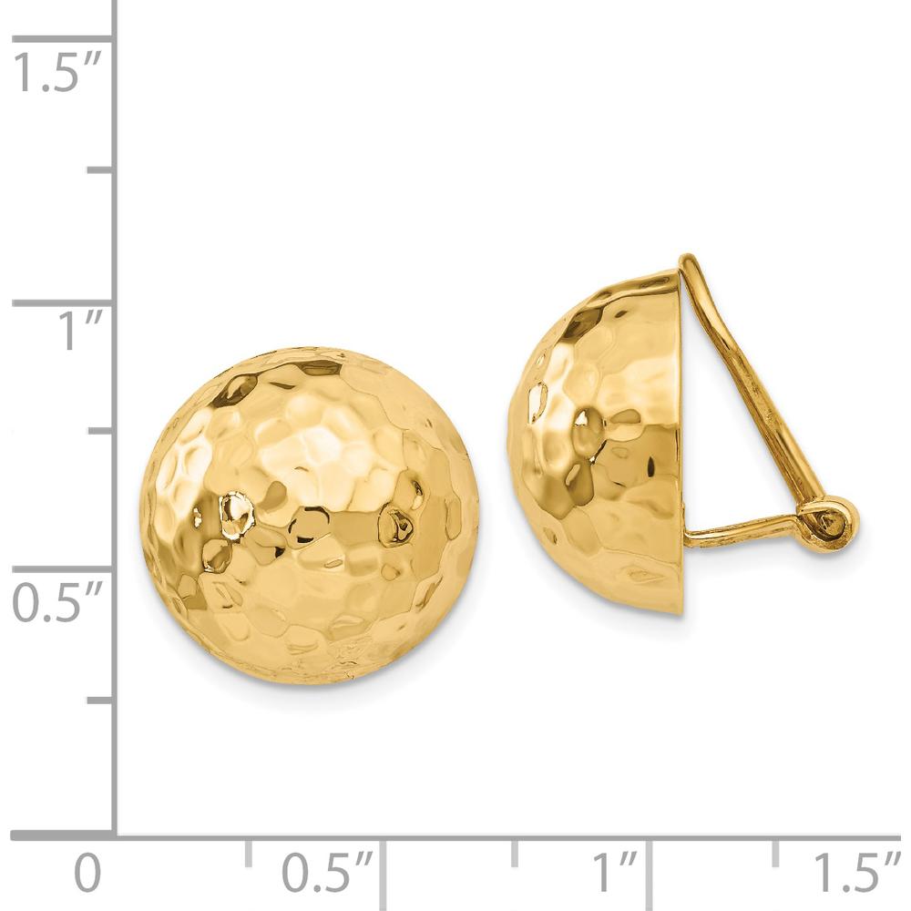 14K Yellow Gold 16mm Hammered Non-Pierced Button Earrings by Oro Pregiato