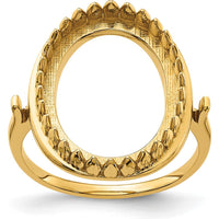 14K Yellow Gold 16x12mm Oval Gemstone Ring Mounting with Polished Finish by Oro Pregiato