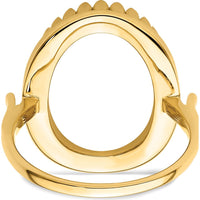 14K Yellow Gold 16x12mm Oval Gemstone Ring Mounting with Polished Finish by Oro Pregiato