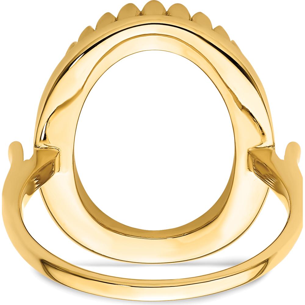 14K Yellow Gold 16x12mm Oval Gemstone Ring Mounting with Polished Finish by Oro Pregiato