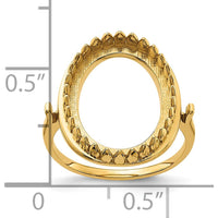14K Yellow Gold 16x12mm Oval Gemstone Ring Mounting with Polished Finish by Oro Pregiato