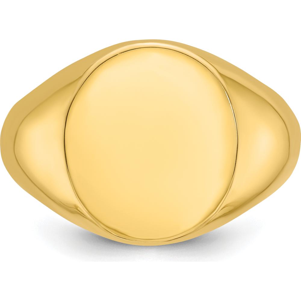 14K Yellow Gold 16x14mm Men's Round Signet Ring by IBGoodman