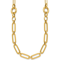 14K Yellow Gold 17.25" Polished Fancy Paperclip Link Necklace - 12mm Wide by 0