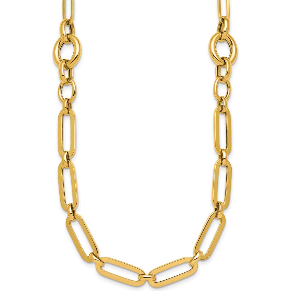 14K Yellow Gold 17.25" Polished Fancy Paperclip Link Necklace - 12mm Wide by 0