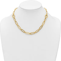 14K Yellow Gold 17.25" Polished Fancy Paperclip Link Necklace - 12mm Wide by 0
