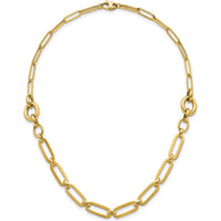14K Yellow Gold 17.25" Polished Fancy Paperclip Link Necklace - 12mm Wide by 0