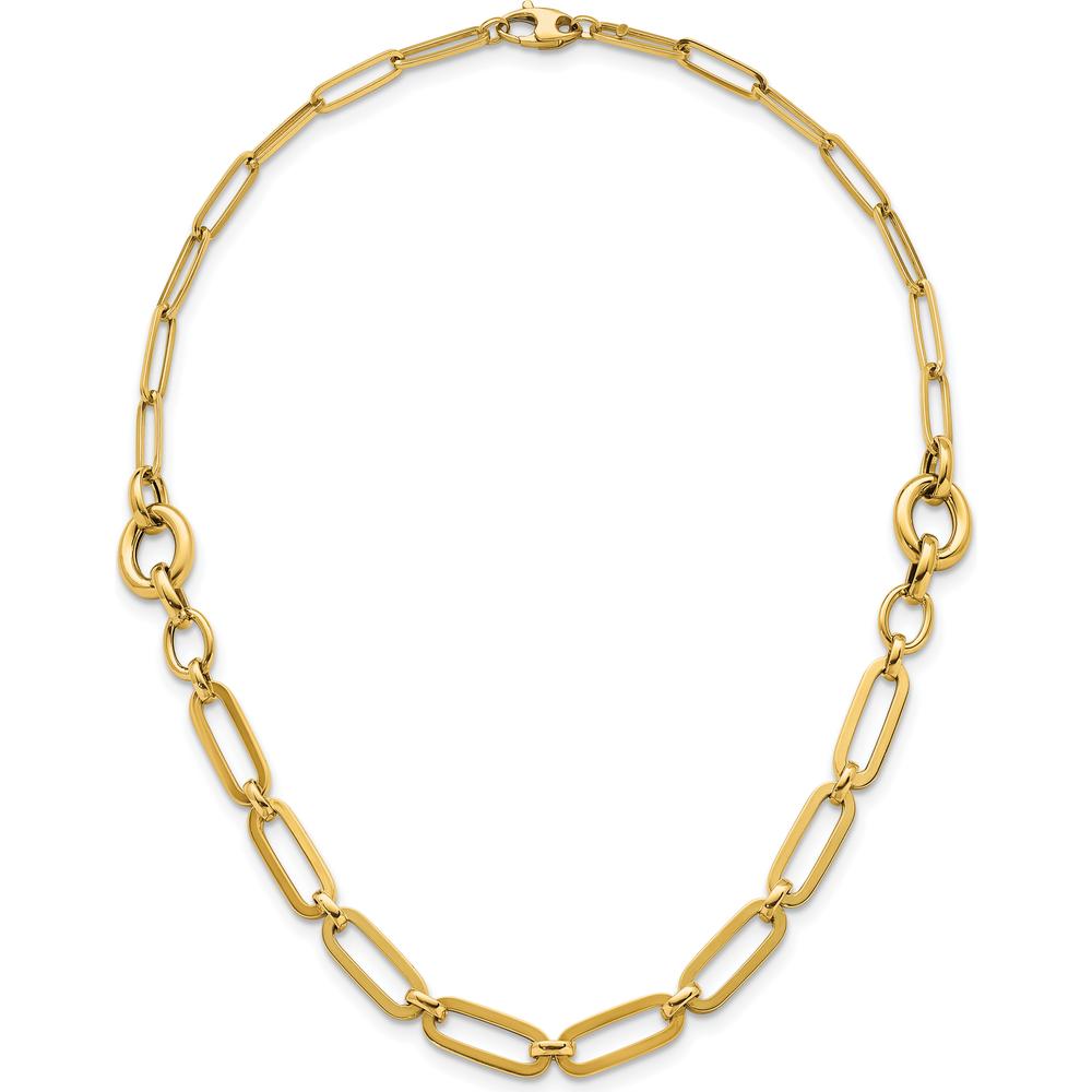 14K Yellow Gold 17.25" Polished Fancy Paperclip Link Necklace - 12mm Wide by 0