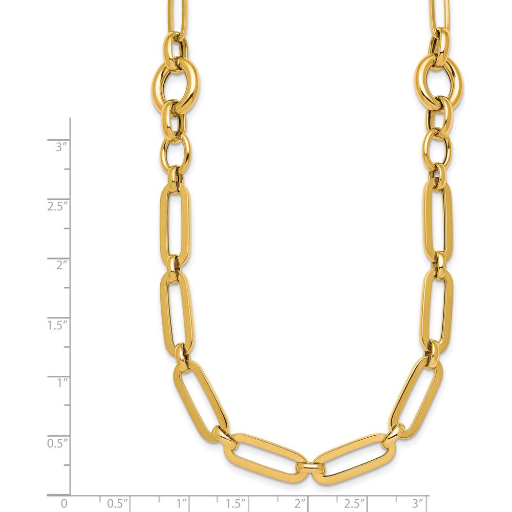 14K Yellow Gold 17.25" Polished Fancy Paperclip Link Necklace - 12mm Wide by 0