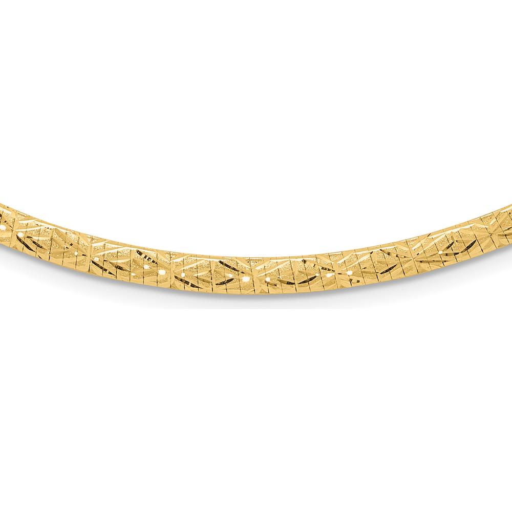14K Yellow Gold 17.25" Reversible Diamond-Cut and High Polish Omega Necklace - 4mm by 0