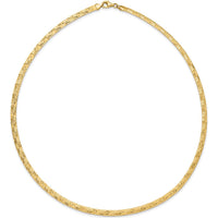 14K Yellow Gold 17.25" Reversible Diamond-Cut and High Polish Omega Necklace - 4mm by 0