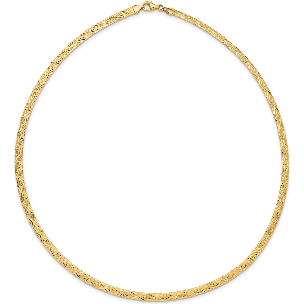 14K Yellow Gold 17.25" Reversible Diamond-Cut and High Polish Omega Necklace - 4mm by 0