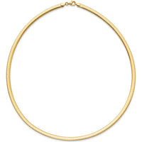 14K Yellow Gold 17.25" Reversible Diamond-Cut and High Polish Omega Necklace - 4mm by 0