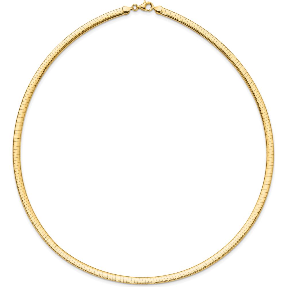 14K Yellow Gold 17.25" Reversible Diamond-Cut and High Polish Omega Necklace - 4mm by 0