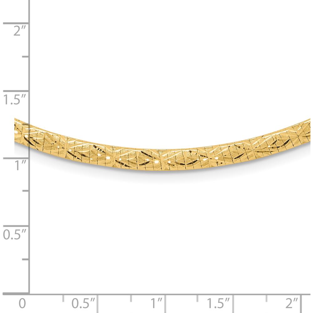 14K Yellow Gold 17.25" Reversible Diamond-Cut and High Polish Omega Necklace - 4mm by 0