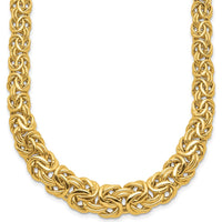 14K Yellow Gold 17.5" Fancy Graduated Byzantine Necklace - 7-12mm Links by 0