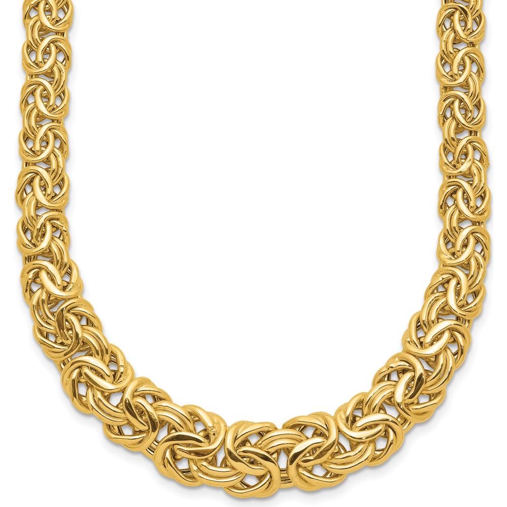 14K Yellow Gold 17.5" Fancy Graduated Byzantine Necklace - 7-12mm Links by 0