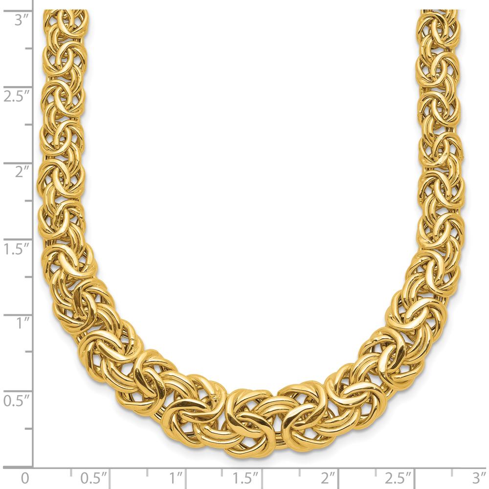14K Yellow Gold 17.5" Fancy Graduated Byzantine Necklace - 7-12mm Links by 0