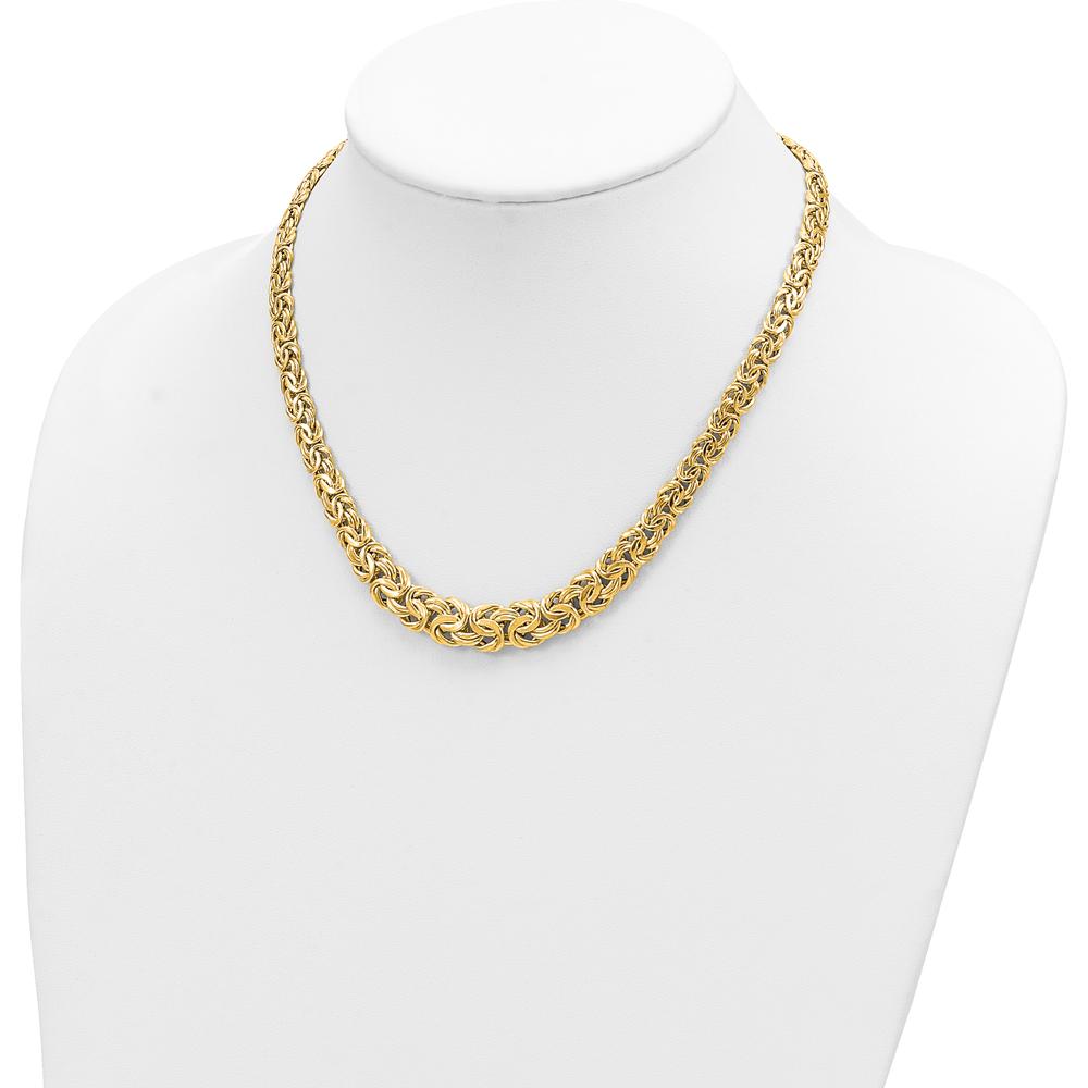 14K Yellow Gold 17.5" Fancy Graduated Byzantine Necklace - 7-12mm Links by 0