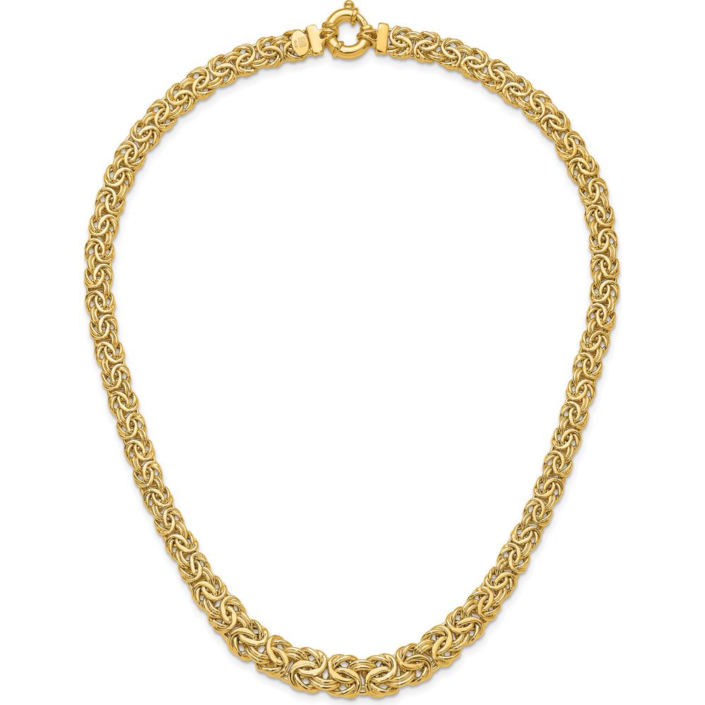 14K Yellow Gold 17.5" Fancy Graduated Byzantine Necklace - 7-12mm Links by 0