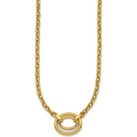 14K Yellow Gold 17.5" Link Necklace with Polished Double Oval Pendant and 0.5" Extender by 0