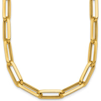 14K Yellow Gold 17.5" Polished Paperclip Link Chain Necklace - 7mm Wide by 0