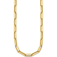 14K Yellow Gold 17.5" Polished Paperclip Link Chain Necklace - 7mm Wide by 0