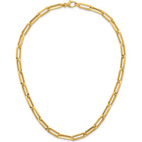 14K Yellow Gold 17.5" Polished Paperclip Link Chain Necklace - 7mm Wide by 0