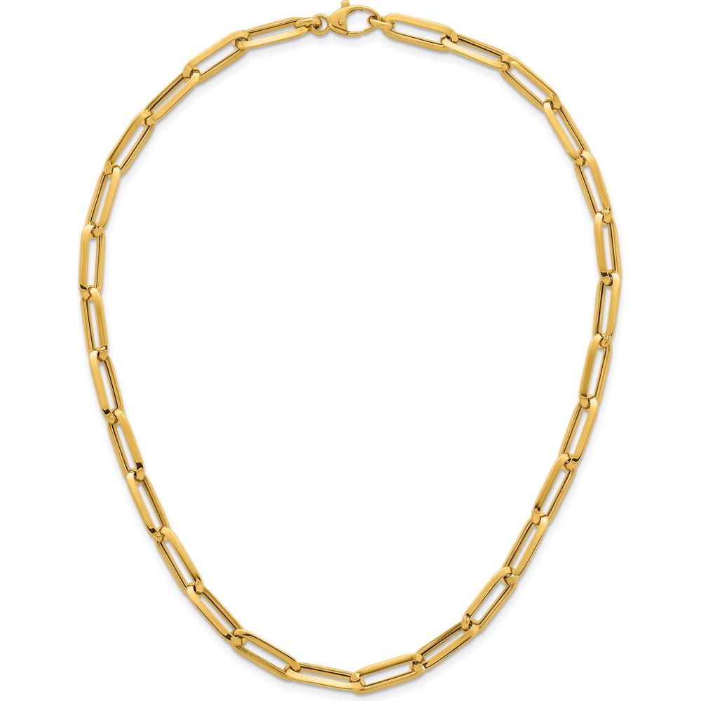 14K Yellow Gold 17.5" Polished Paperclip Link Chain Necklace - 7mm Wide by 0