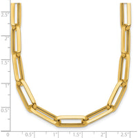14K Yellow Gold 17.5" Polished Paperclip Link Chain Necklace - 7mm Wide by 0
