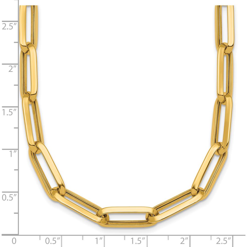 14K Yellow Gold 17.5" Polished Paperclip Link Chain Necklace - 7mm Wide by 0