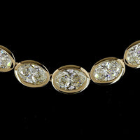 14K Yellow Gold 17.5" Riviera Necklace with Bezel Set Oval Cut Lab Diamonds E-F VS - 20.87 Carat Total Weight - Covaloro Fine Jewelry